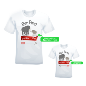 Coppia T-shirt o t-shirt body bianco Mamma/figlio “Mother day Our first”
