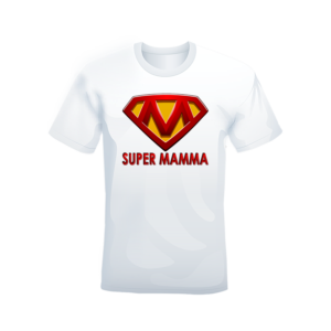 T-shirt bianca 100% cotone “Super Mamma BIS”