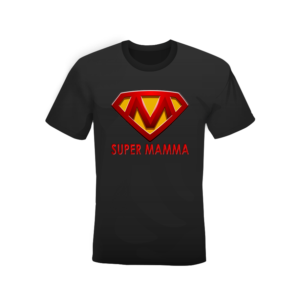 T-shirt nera 100% cotone “Super Mamma BIS”