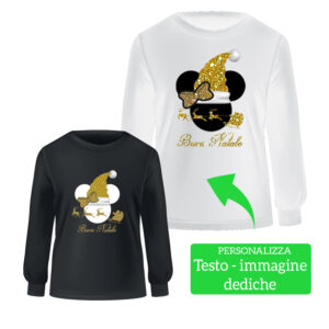 Felpa girocollo cotone bianca o nera con grafica Natale