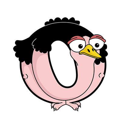 Cartoon Ostrich | Alphabetimals.com