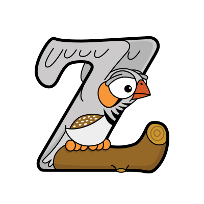 Cartoon Zebra finch | Alphabetimals.com