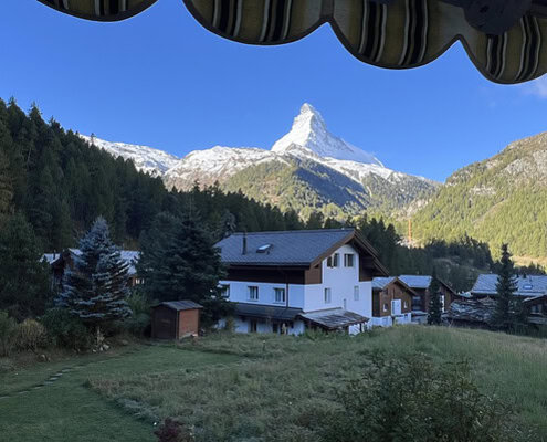 Aussicht vom Balkon der 2 Zimmer Wohnung im Herbst