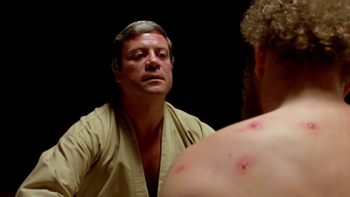 Dr. Hal Raglan (Oliver Reed) treats his patient Michael (Gary McKeehan) using 'psychoplasmics' (The Brood 1979)