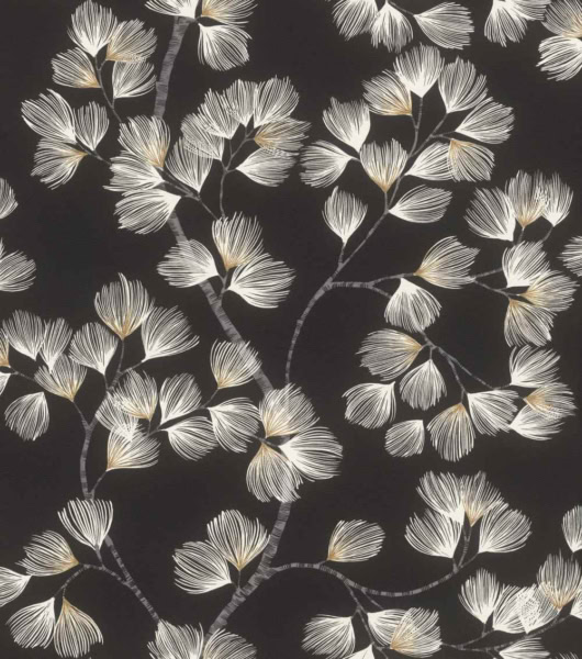 Papel pintado Hojas Fondo Negro