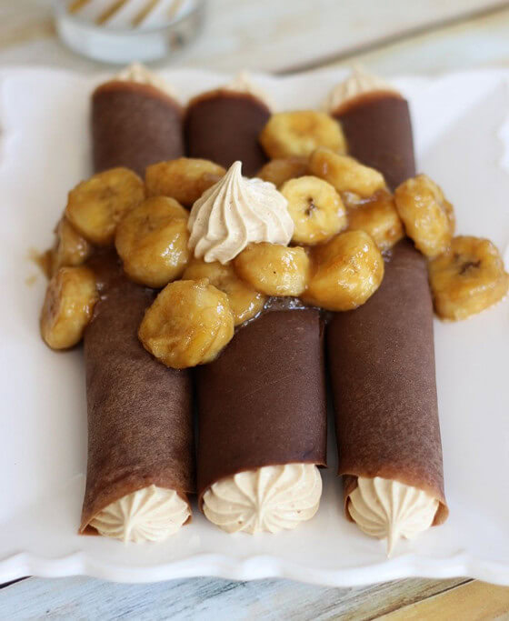 Chocolate Crepes with Peanut Butter Marshmallow Filling