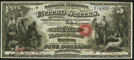 1863 Five Dollar Original Series National Bank Note