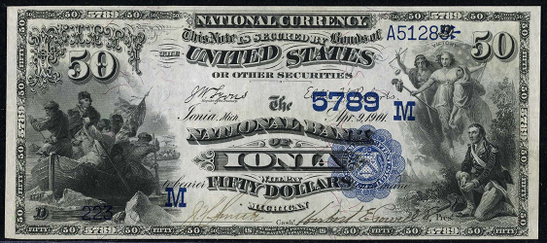 1882 $50 Date Back - Front