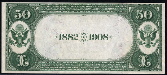 1882 \$50 Date Back - Back