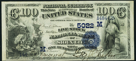 1882 $100 Date Back - Front