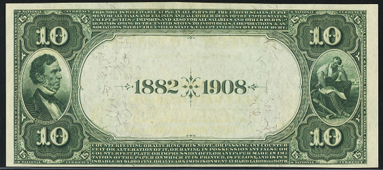 1882 \$10 Date Back - Back