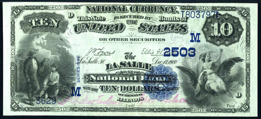 1882 \$10 Value Back - Front