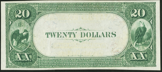 1882 \$20 Value Back - Back