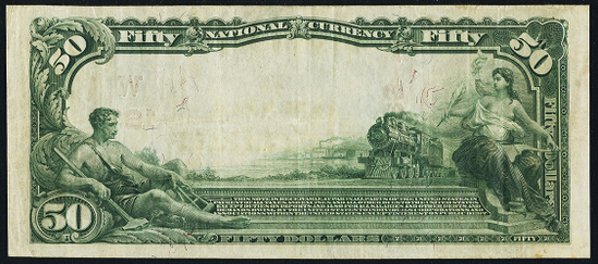 1902 \$50 Red Seal - Back