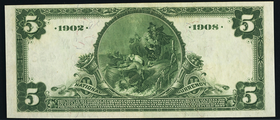 1902 $5 Date Back - Back