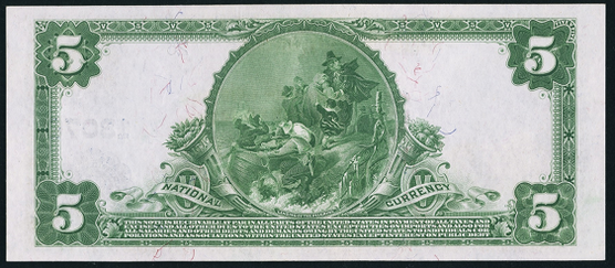 1902 \$5 Plain Back - Back