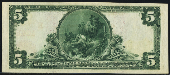 1902 $5 Red Seal - Back