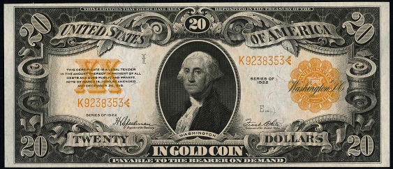 1922 Twenty Dollar Gold Certificate