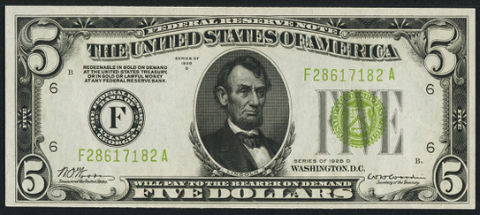 1928d Five Dollar Federal Reserve Note