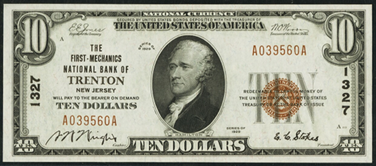 1929 $10 Type 1 - Front