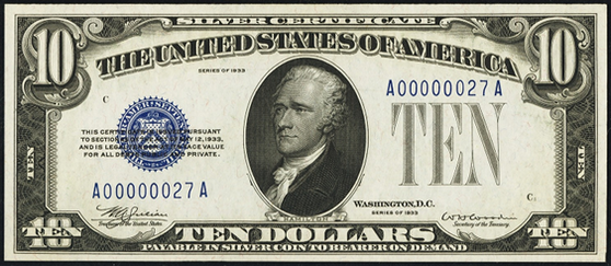 1933 Ten Dollar Silver Certificate