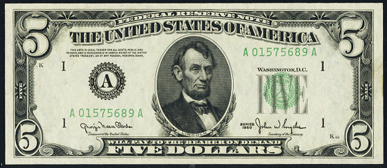 1950a Five Dollar Federal Reserve Note