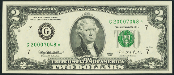 2009 Two Dollar Federal Reserve Notes FW