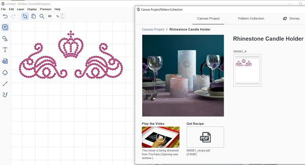 This is a quick look at the free Rhinestone Candle Holder that is available in the Brother design library.