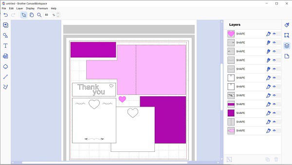 T-Shaped thank you card imported into Canvas Workspace