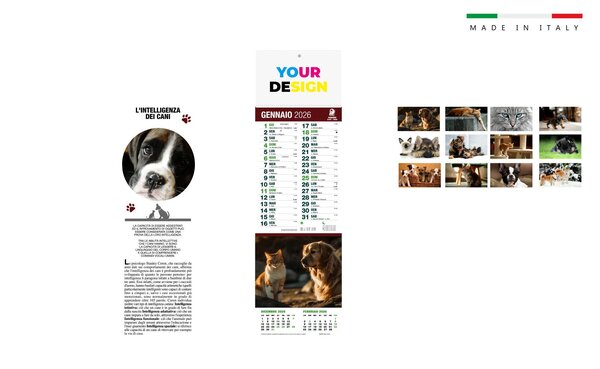 Calendario silhouette 2026 illustrativo 12 ff. 14x47 ca. con stampa compresa