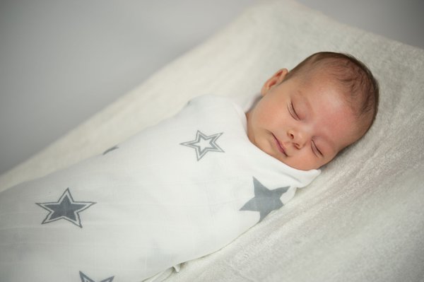 XKKO Bambus Wickeltuch Motiv graue Sterne - Stoffwindeln