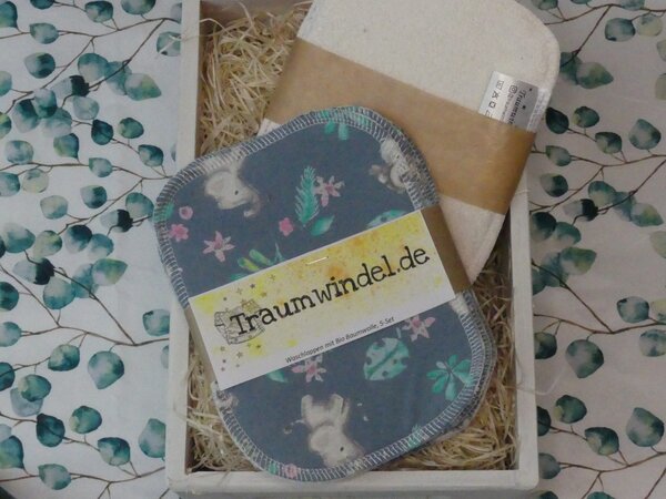 Traumwindel Feuchttücher 5er Pack Motiv Elephanten-Baby - Stoffwindel