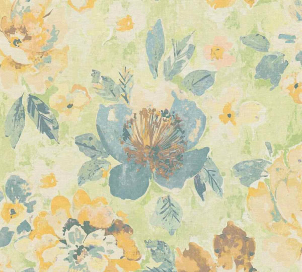 papel pintado tonos verdes y amarillos