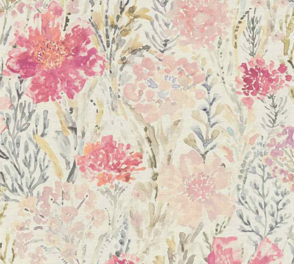 Papel pintado flores grandes tonos rosas