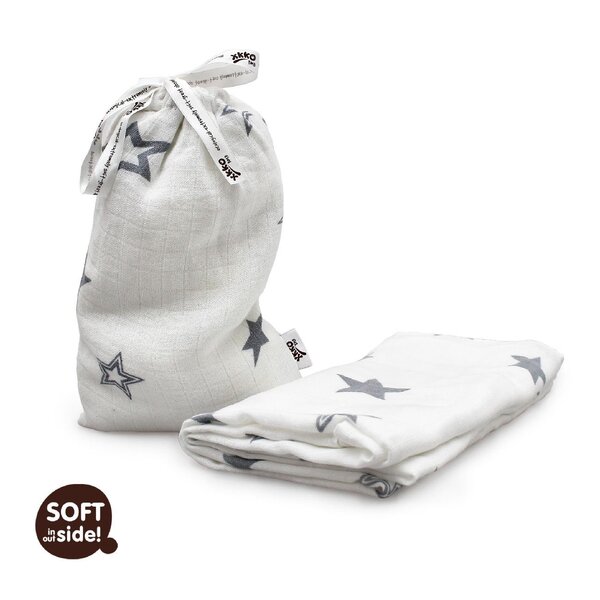 XKKO Bambus Wickeltuch Motiv graue Sterne - Stoffwindeln