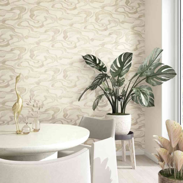Papel PIntado lines curvas beige