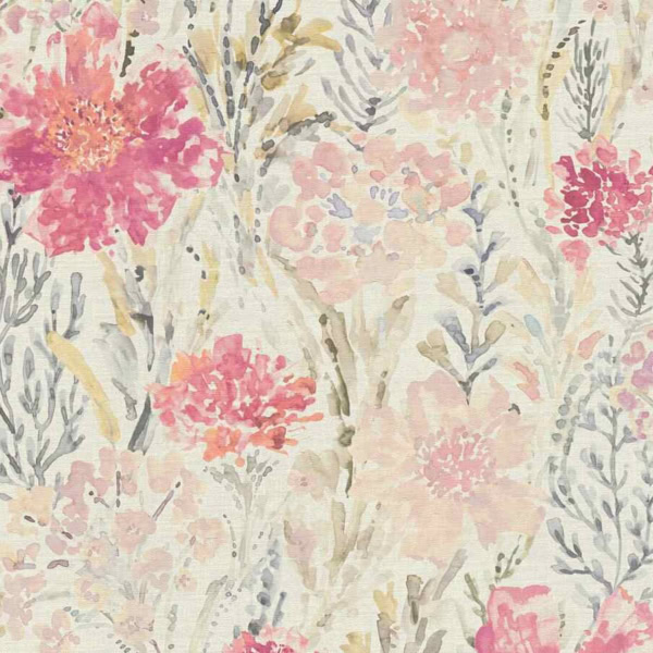 Papel pintado flores grandes tonos rosas