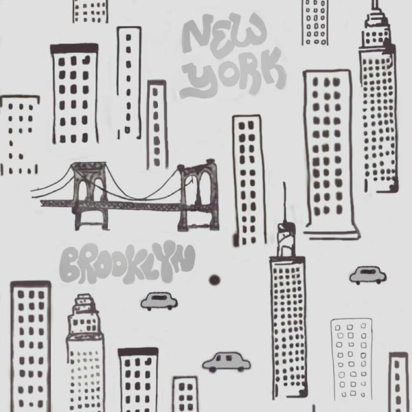 Papel Pintado NY Letras Grises