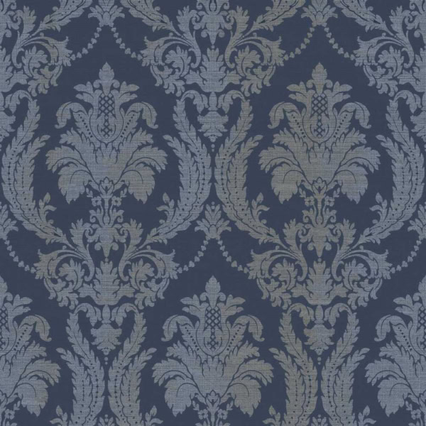 Papel Pintado Damasco Azul Oscuro
