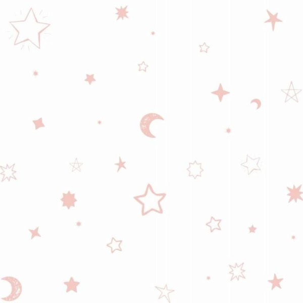 Papel Pintado Estrellitas y Lunes Rosas