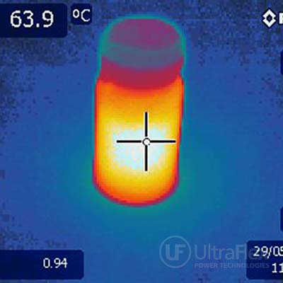 Infrared photo of the heated vial