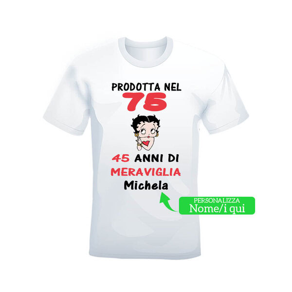 T-shirt bianca 100% cotone "Prodotta nel 75"
