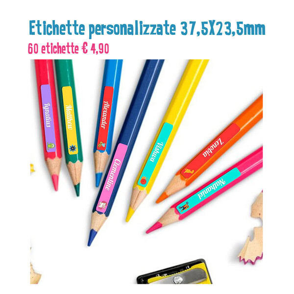 ETICHETTE ADESIVE PERSONALIZZABILI PER MATITE, PENNE E ALTRO 37,5X23,5mm