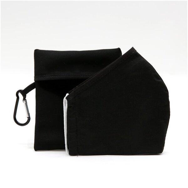 KIT Mascherina FASHION DOPPIO STRATO in poliestere bianco 100% + POCHETTE con moschettone lavabile e riutilizzabile - immagine 8