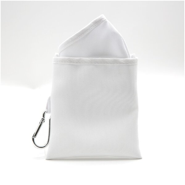 KIT Mascherina FASHION DOPPIO STRATO in poliestere bianco 100% + POCHETTE con moschettone lavabile e riutilizzabile