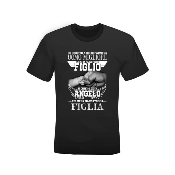 T-shirt nera 100% cotone "Figlio e FIglia"