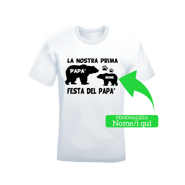 T-shirt prima Festa del Papà bianca o nera - immagine 5