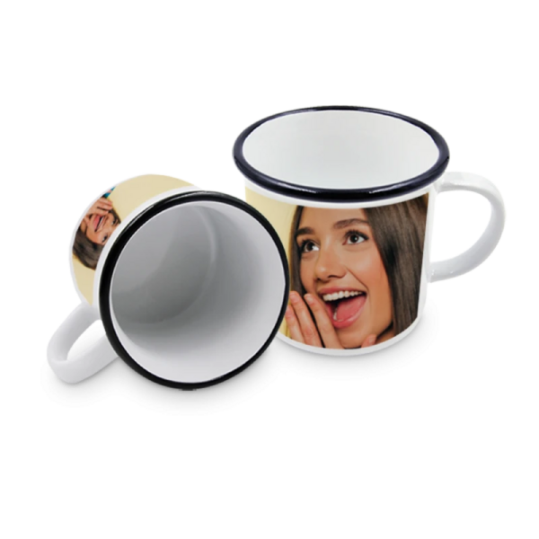 Tazza in Ceramica 10 Oz con Bordo Nero e personalizzabile con immagini, foto e testi