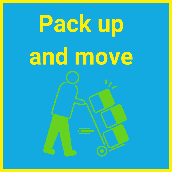 4 Man moving plastic moving boxes