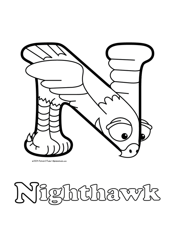 Free nighthawk coloring page